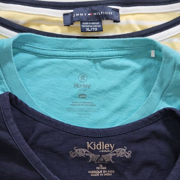 T Shirt Womens XL Lot of 3 Tommy Hilfiger Hurley Cotton Stretch Kidley Cottage - Picture 2 of 16